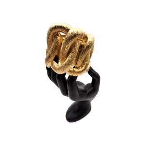 Vintage FRENCH 80s CHUNKY Gold Tone Cuff Clamper Bracelet